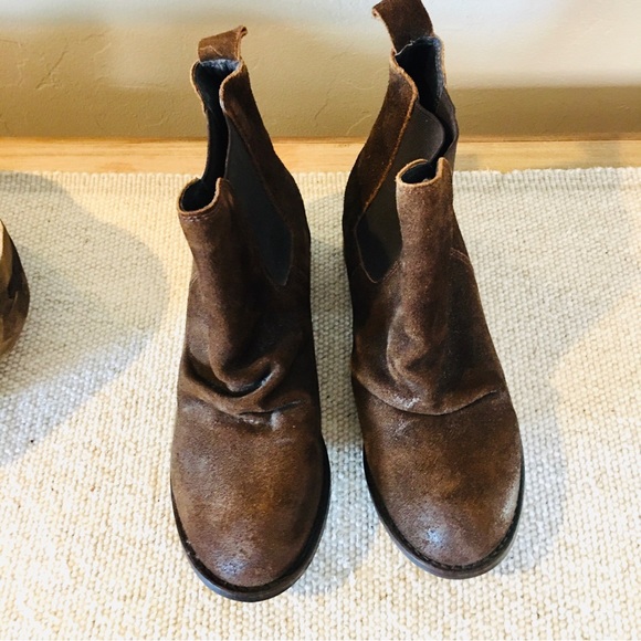Free People brown suede ankle boots calf booties  6.5  37  boho winter - Picture 8 of 9
